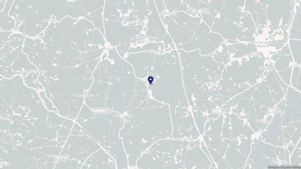 Aperçu cartographique de Burzy, centré sur la commune