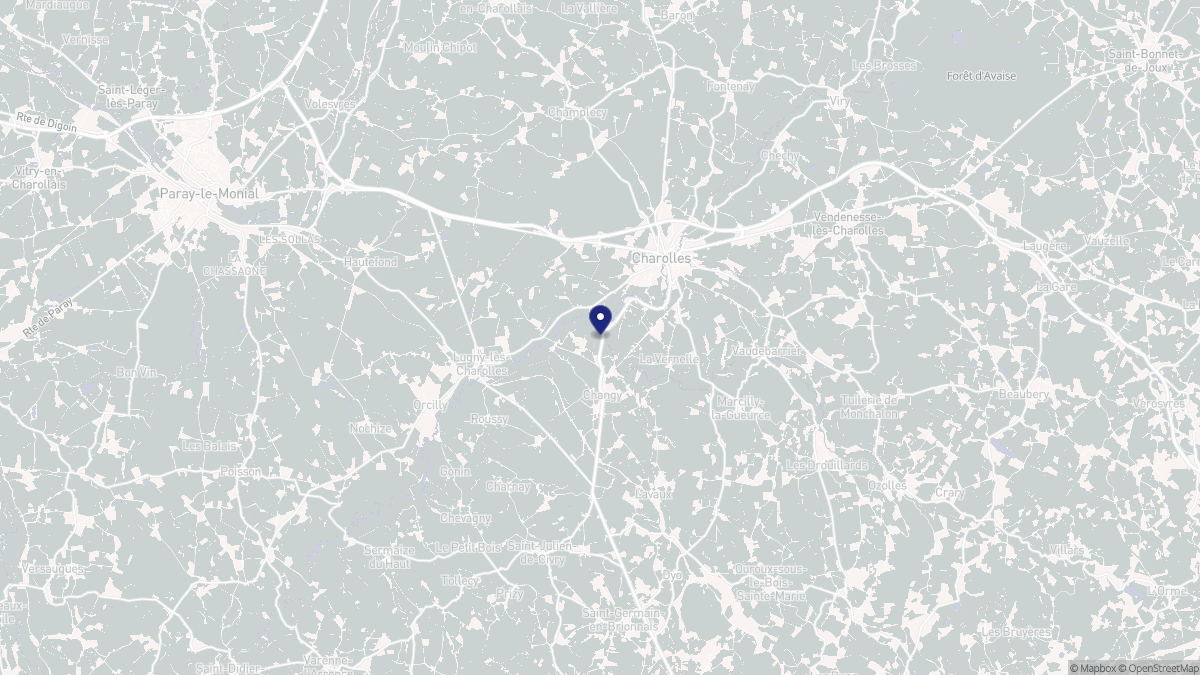 Aperçu cartographique de Changy, centré sur la commune