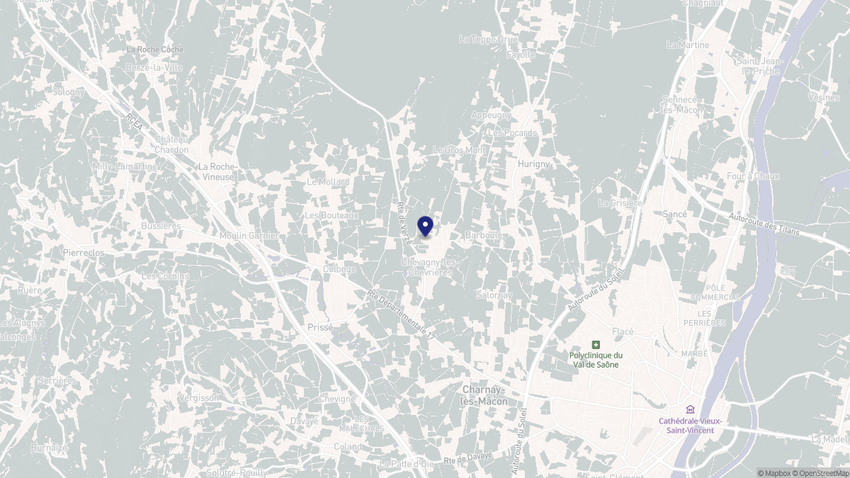 Aperçu cartographique de Chevagny-les-Chevrières, centré sur la commune