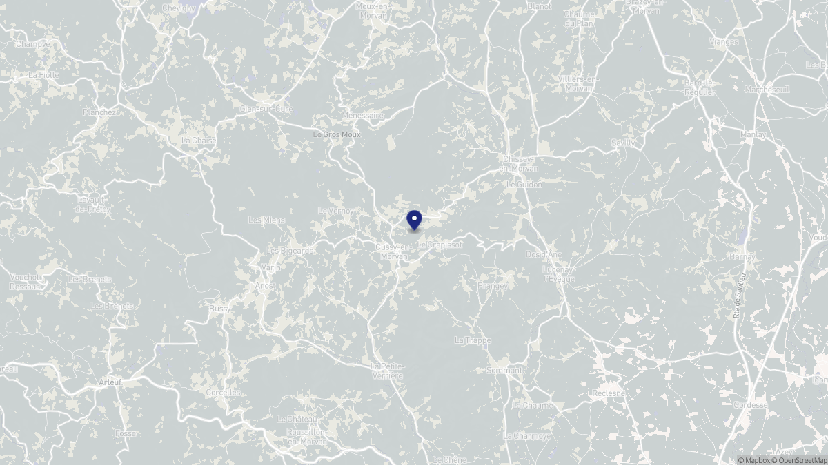 Aperçu cartographique de Cussy-en-Morvan, centré sur la commune