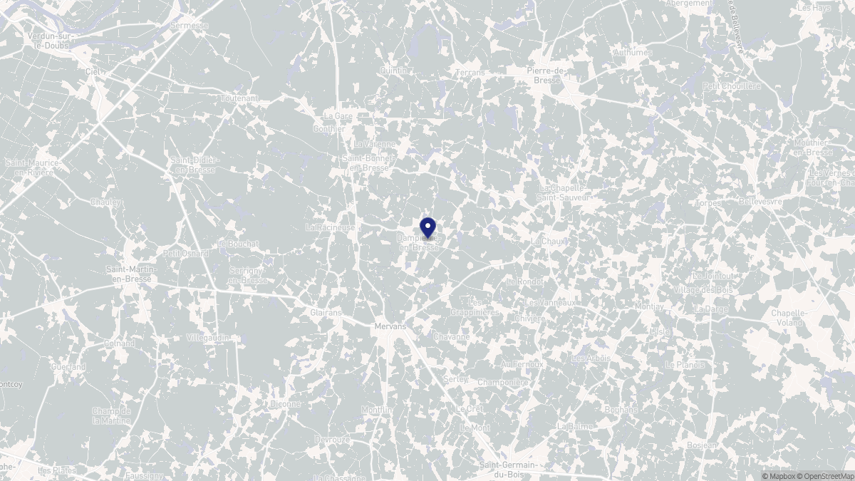 Aperçu cartographique de Dampierre-en-Bresse, centré sur la commune