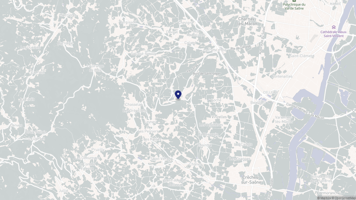 Aperçu cartographique de Fuissé, centré sur la commune
