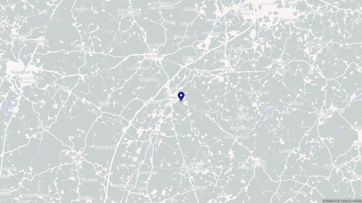 Aperçu cartographique de Génelard, centré sur la commune