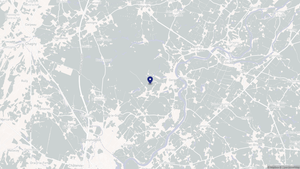 Aperçu cartographique de Gergy, centré sur la commune