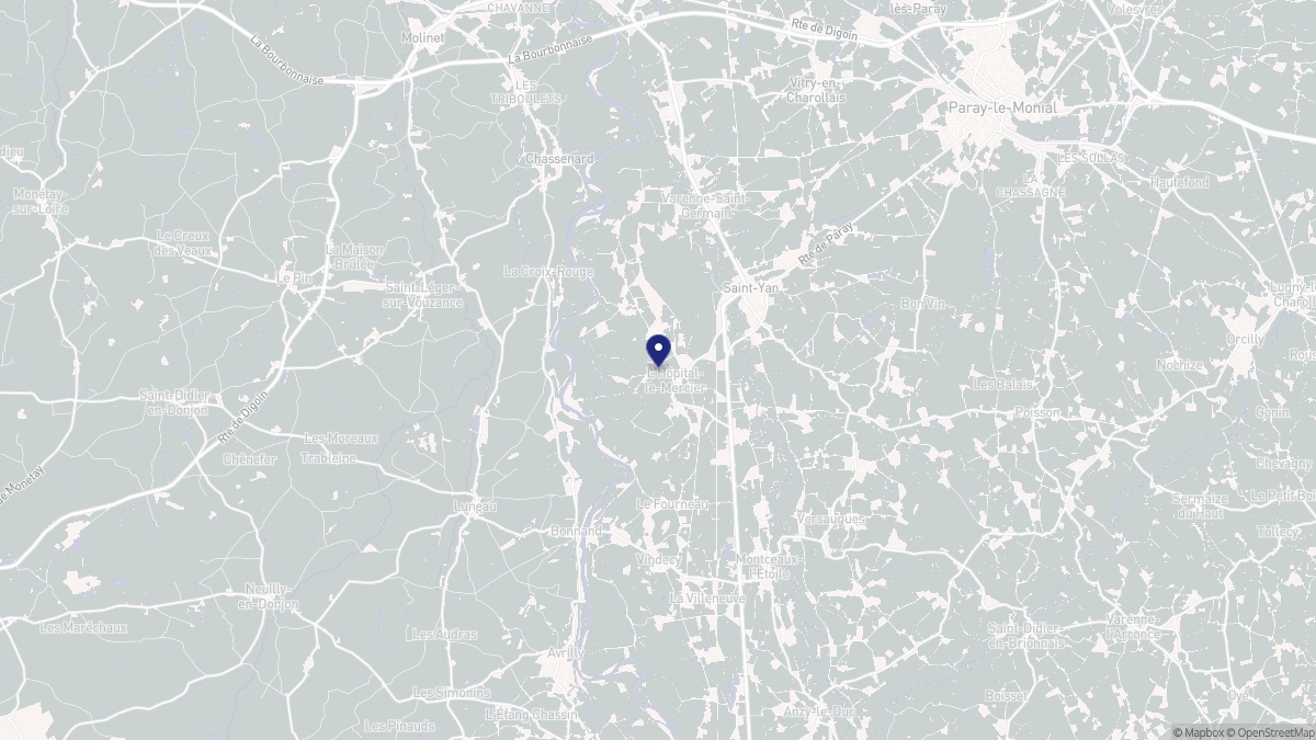 Aperçu cartographique de L'Hôpital-le-Mercier, centré sur la commune