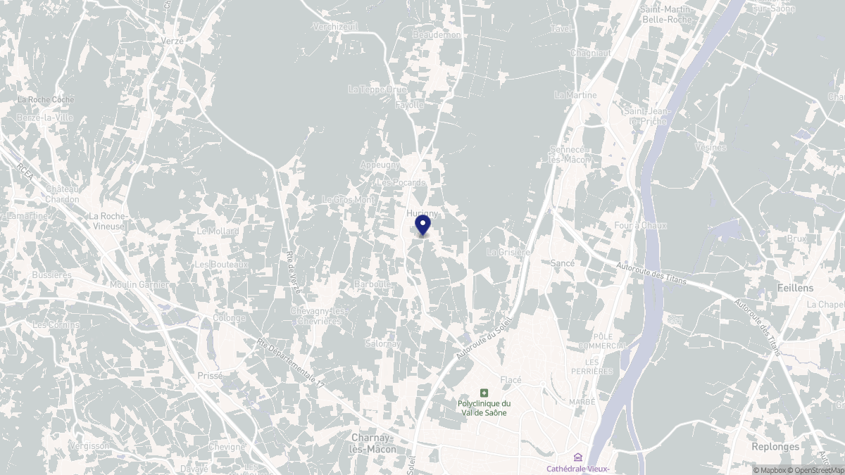 Aperçu cartographique de Hurigny, centré sur la commune