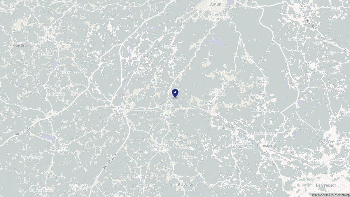 Aperçu cartographique de Mesvres, centré sur la commune