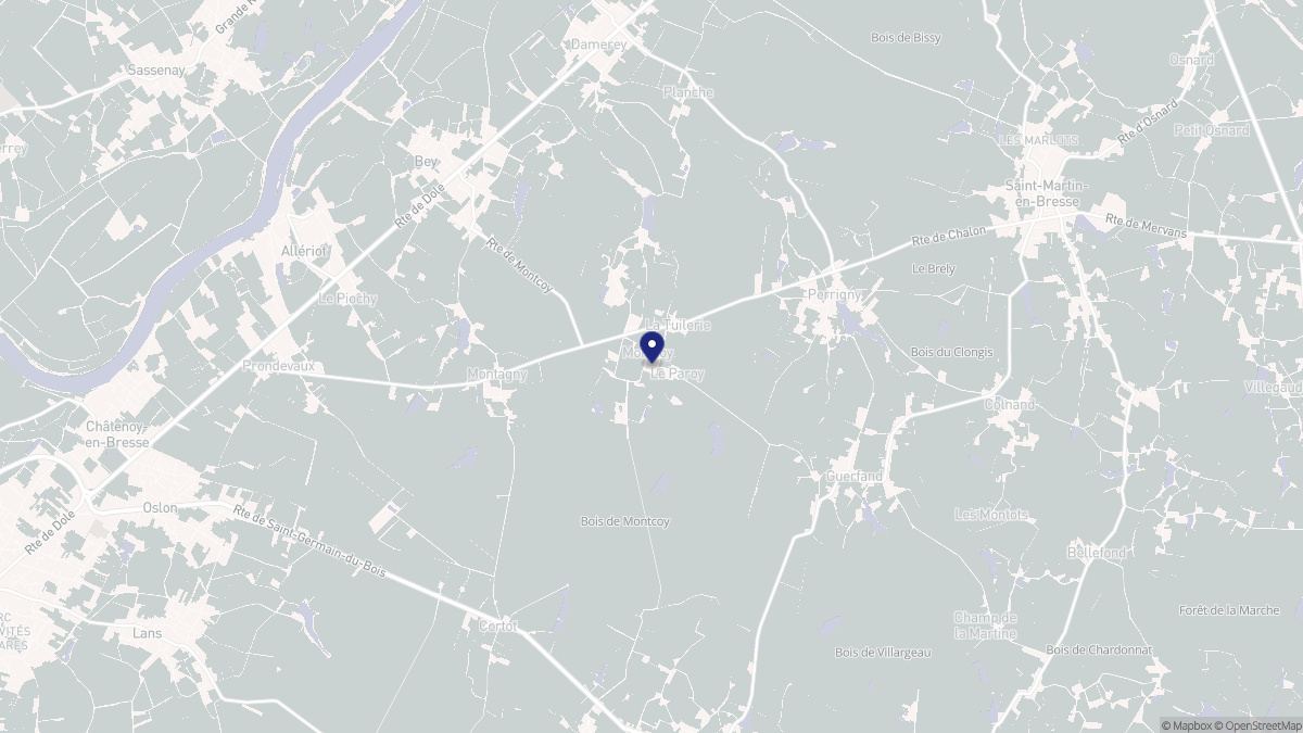 Aperçu cartographique de Montcoy, centré sur la commune