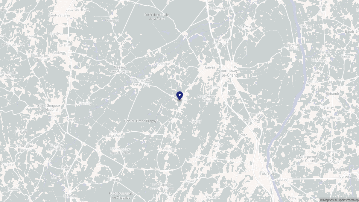 Aperçu cartographique de Nanton, centré sur la commune