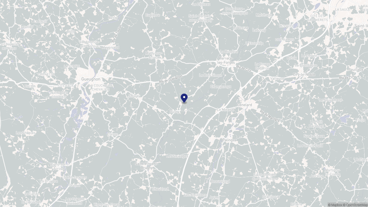 Aperçu cartographique de Oudry, centré sur la commune