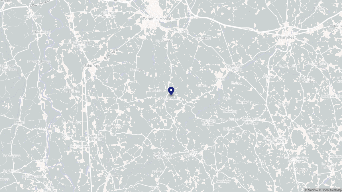 Aperçu cartographique de Poisson, centré sur la commune
