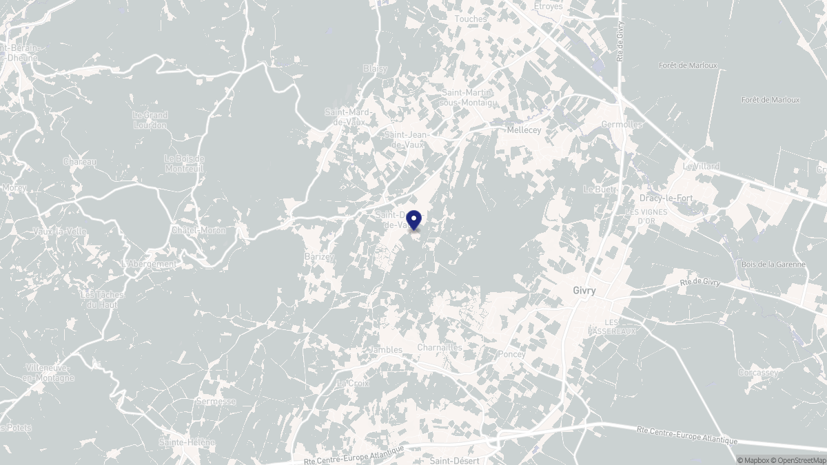 Aperçu cartographique de Saint-Denis-de-Vaux, centré sur la commune