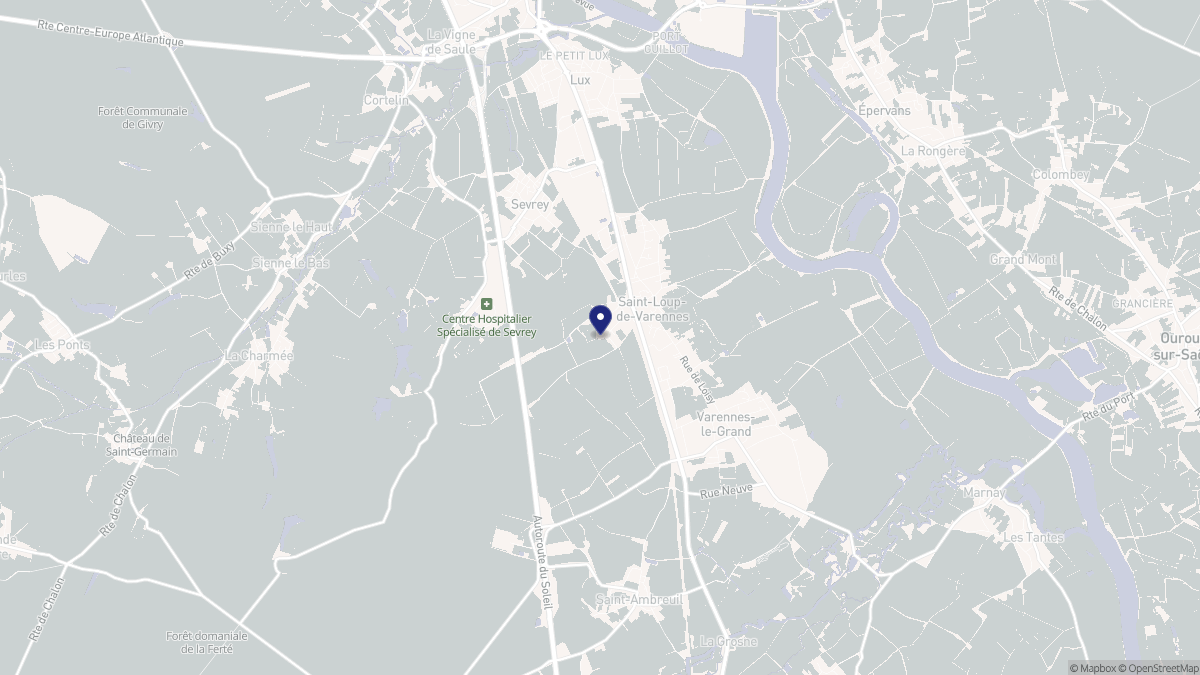 Aperçu cartographique de Saint-Loup-de-Varennes, centré sur la commune