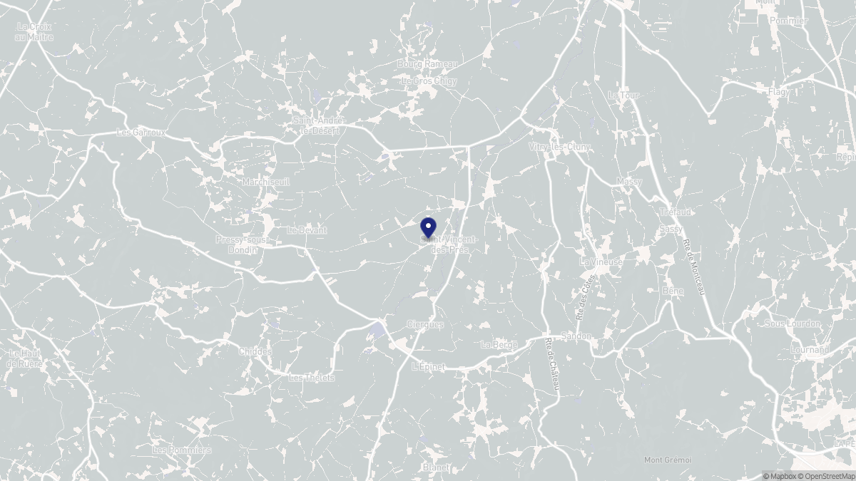 Aperçu cartographique de Saint-Vincent-des-Prés, centré sur la commune