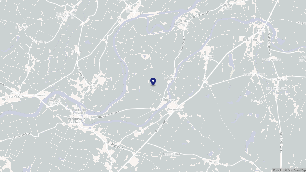 Aperçu cartographique de Saunières, centré sur la commune