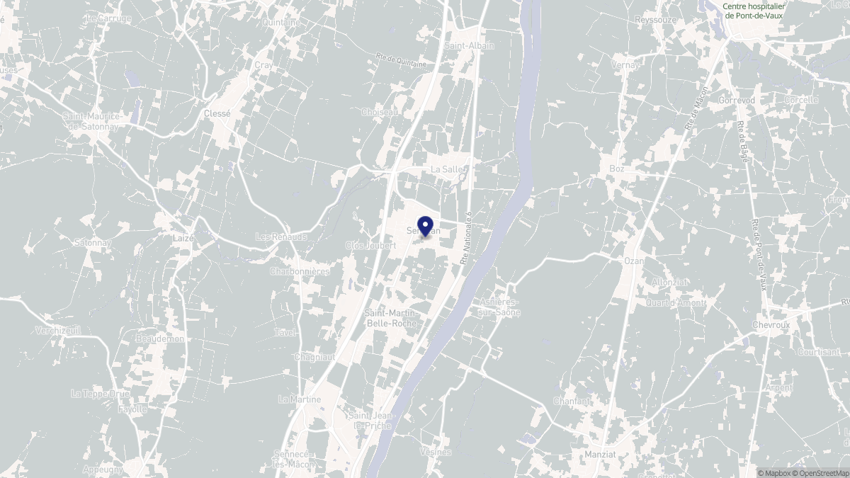 Aperçu cartographique de Senozan, centré sur la commune