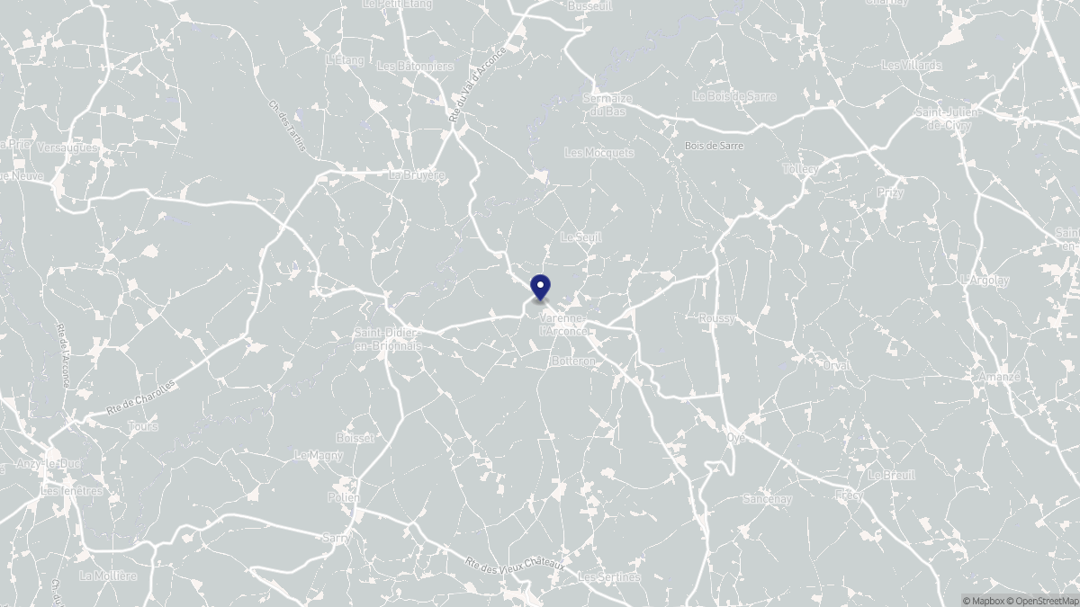 Aperçu cartographique de Varenne-l'Arconce, centré sur la commune