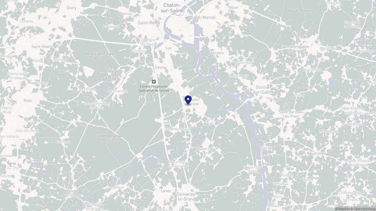 Aperçu cartographique de Varennes-le-Grand, centré sur la commune