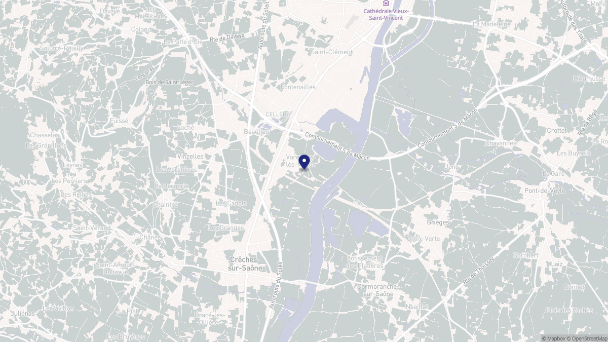 Aperçu cartographique de Varennes-lès-Mâcon, centré sur la commune