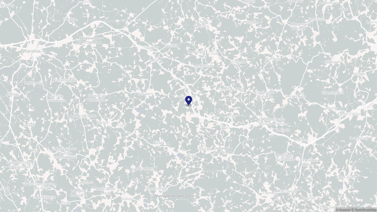 Aperçu cartographique de Verosvres, centré sur la commune