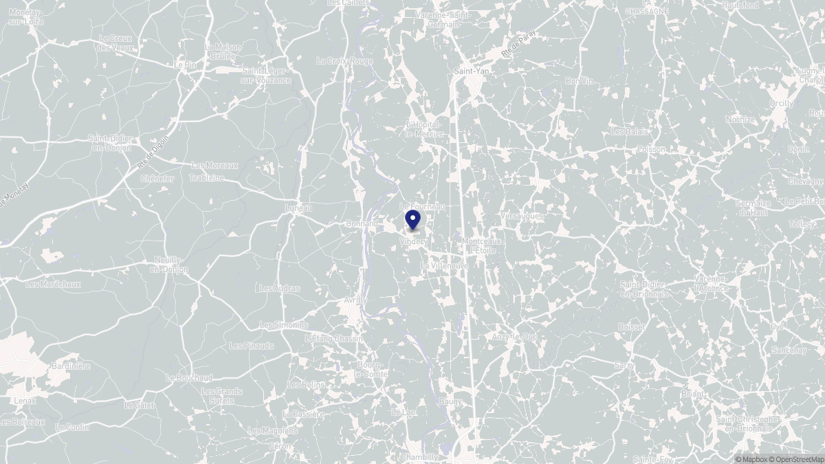 Aperçu cartographique de Vindecy, centré sur la commune