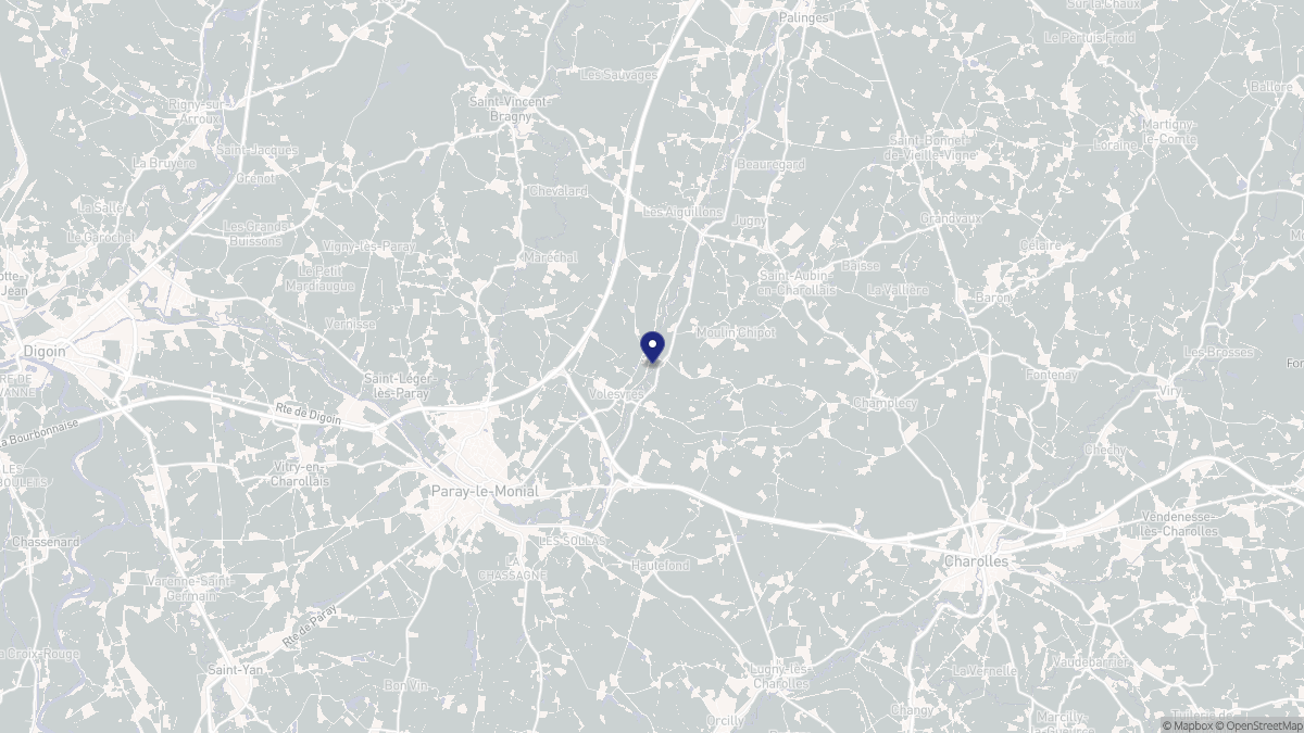 Aperçu cartographique de Volesvres, centré sur la commune