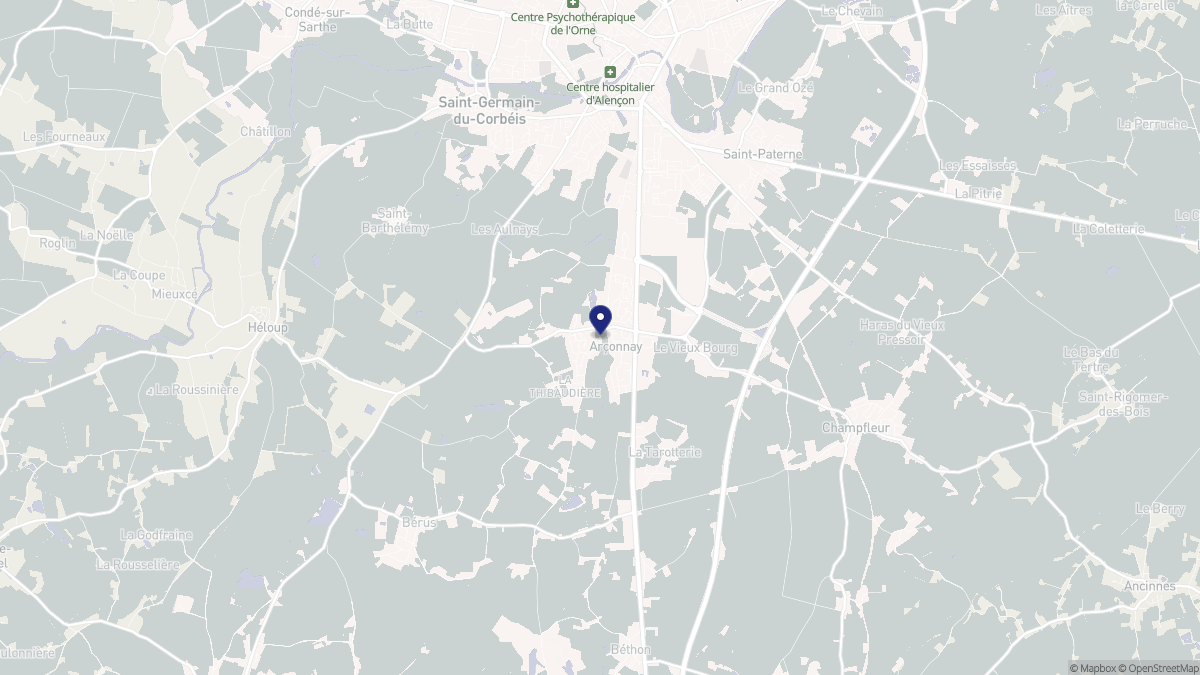 Aperçu cartographique de Arçonnay, centré sur la commune
