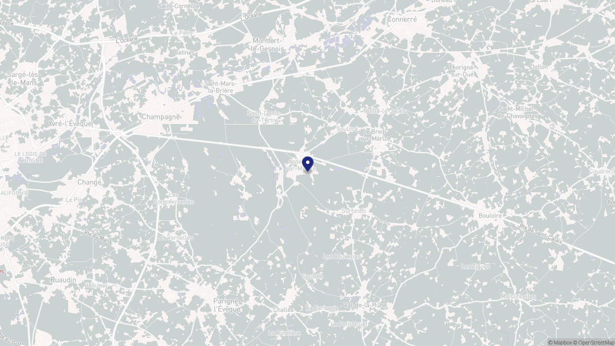 Aperçu cartographique de Ardenay-sur-Mérize, centré sur la commune