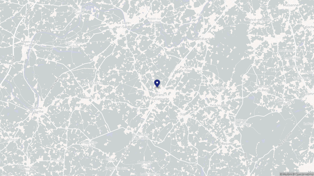 Aperçu cartographique de Cérans-Foulletourte, centré sur la commune