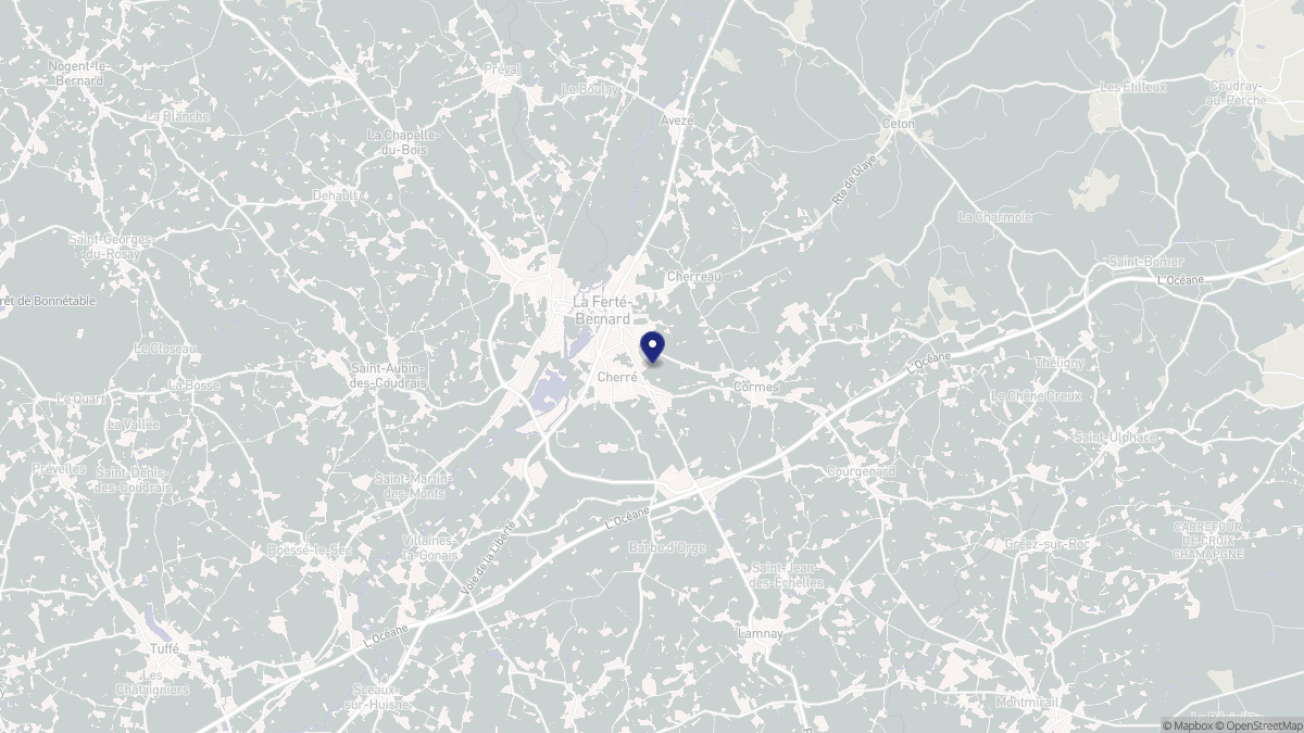 Aperçu cartographique de Cherré-Au, centré sur la commune