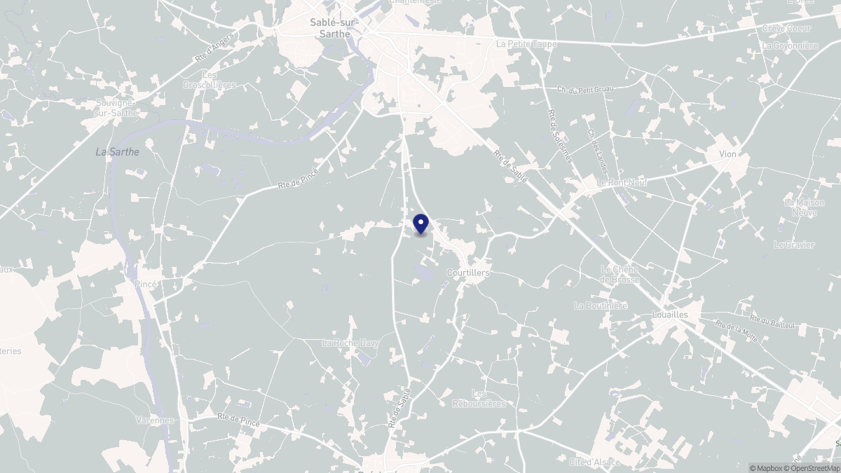 Aperçu cartographique de Courtillers, centré sur la commune