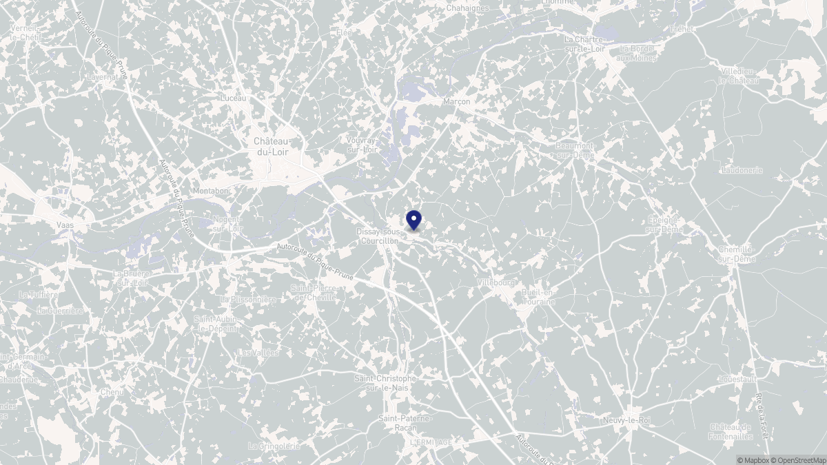 Aperçu cartographique de Dissay-sous-Courcillon, centré sur la commune