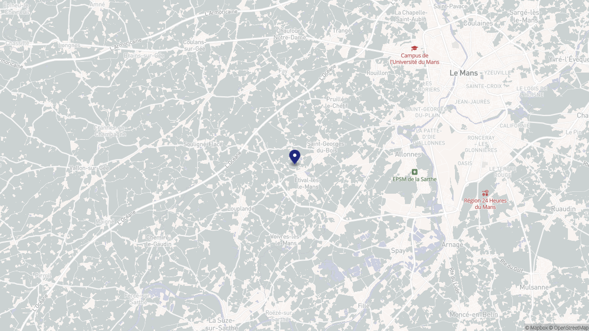 Aperçu cartographique de Étival-lès-le-Mans, centré sur la commune
