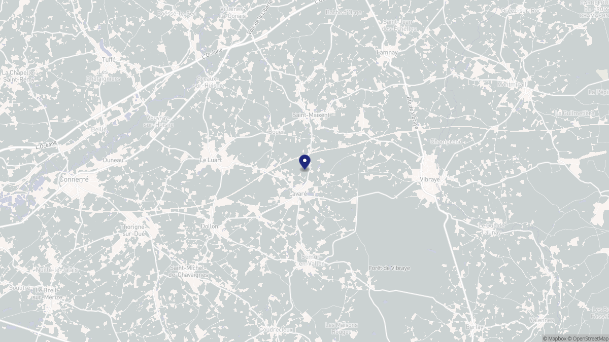 Aperçu cartographique de Lavaré, centré sur la commune