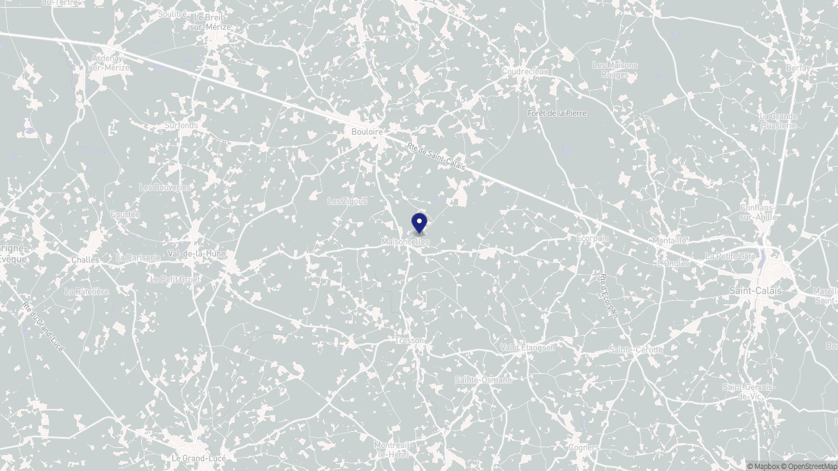 Aperçu cartographique de Maisoncelles, centré sur la commune