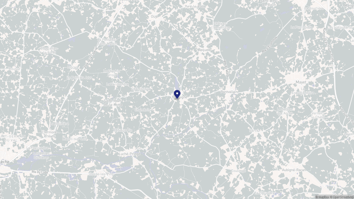 Aperçu cartographique de Mansigné, centré sur la commune