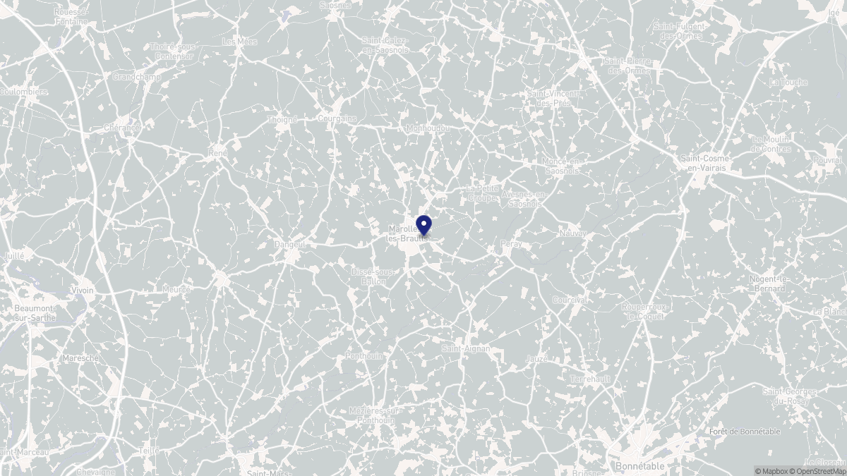 Aperçu cartographique de Marolles-les-Braults, centré sur la commune