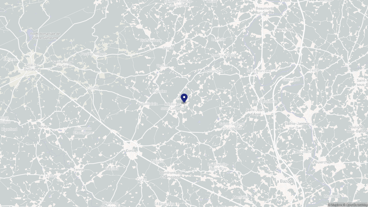 Aperçu cartographique de Mézières-sous-Lavardin, centré sur la commune