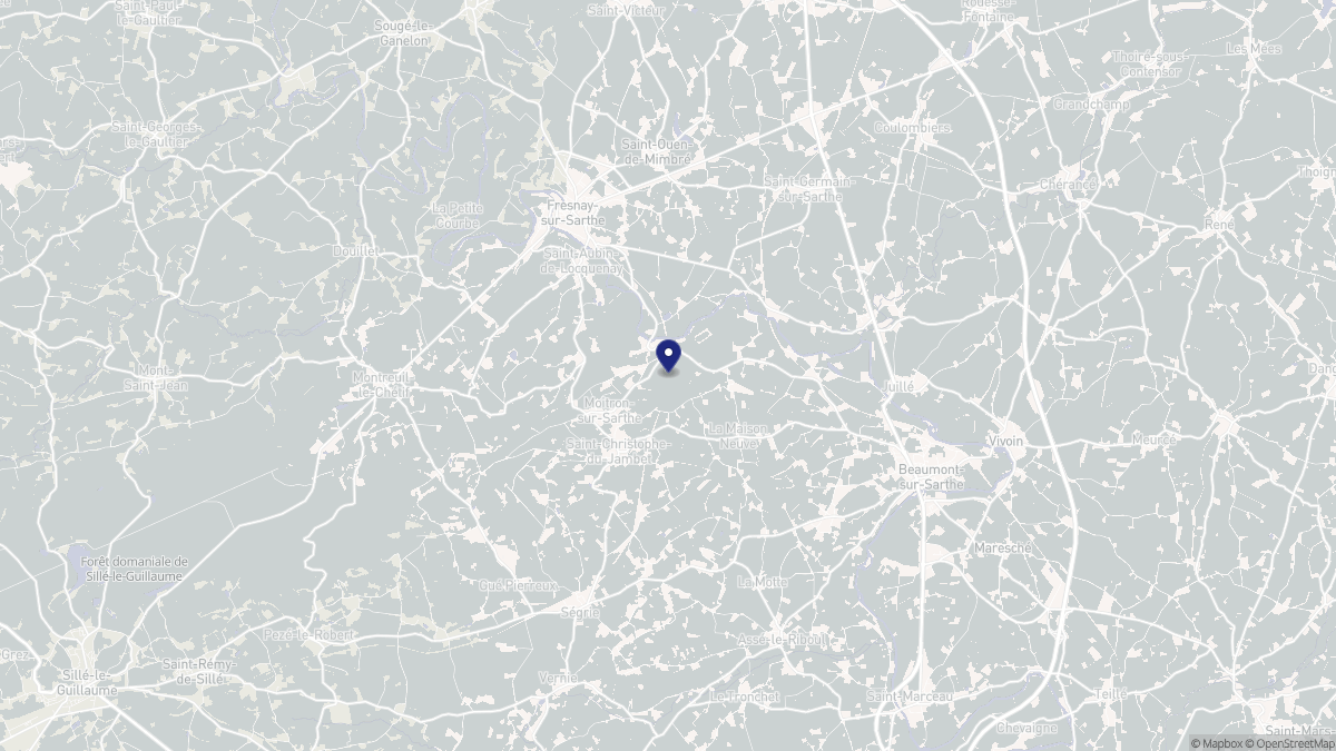 Aperçu cartographique de Moitron-sur-Sarthe, centré sur la commune