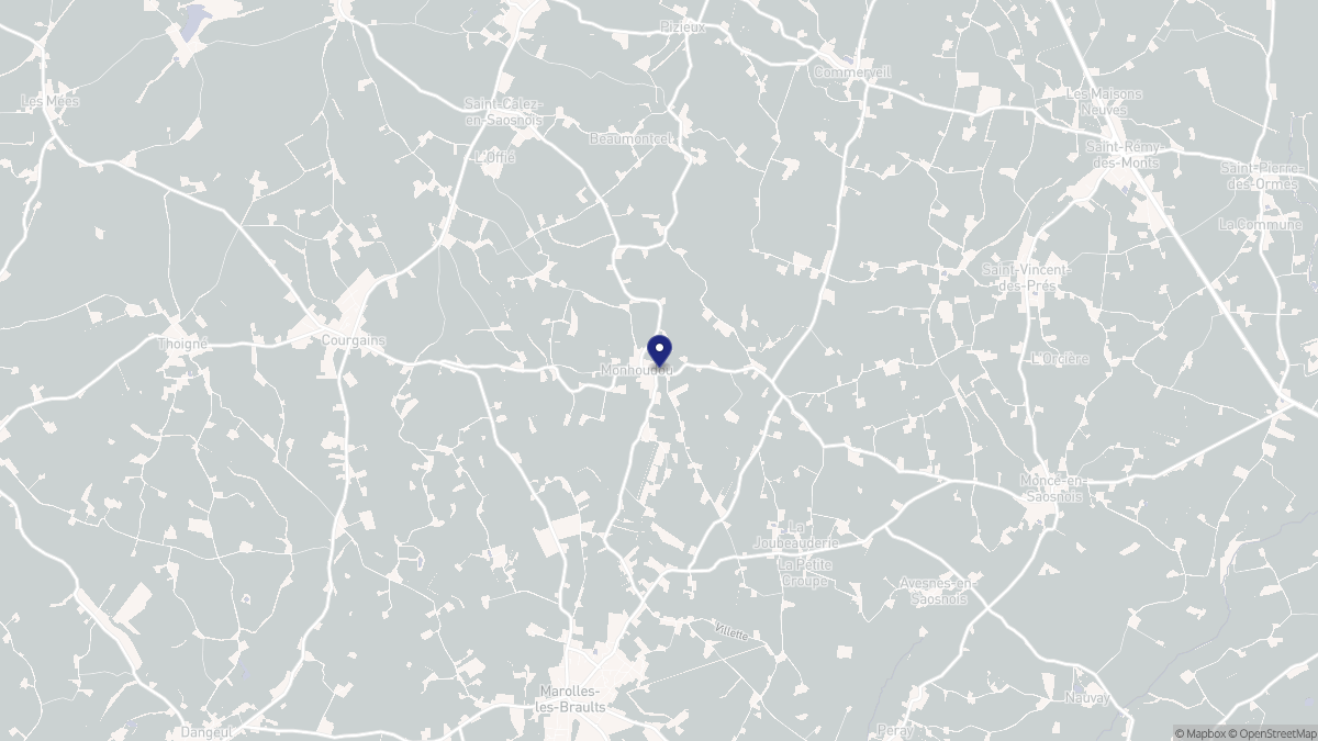 Aperçu cartographique de Monhoudou, centré sur la commune