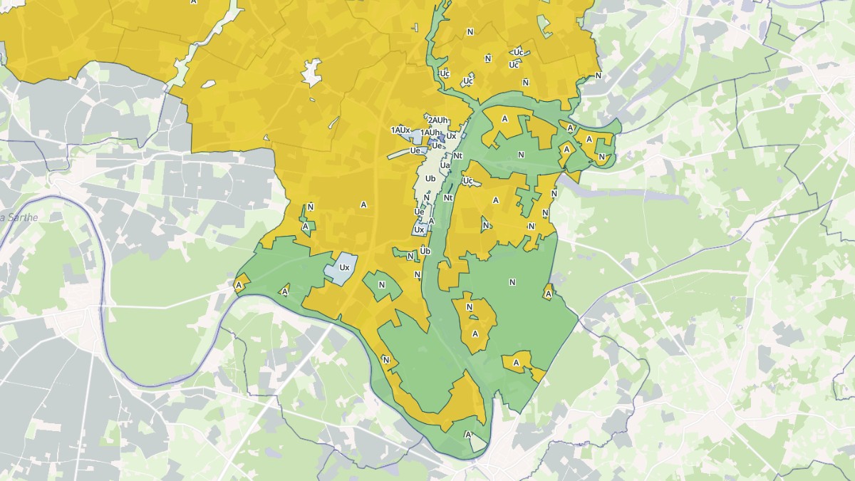 Aperçu cartographique de Noyen-sur-Sarthe, centré sur la commune