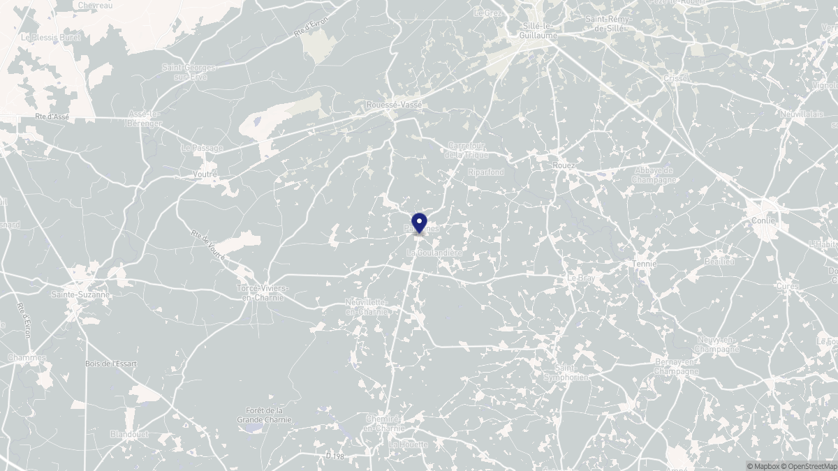 Aperçu cartographique de Parennes, centré sur la commune