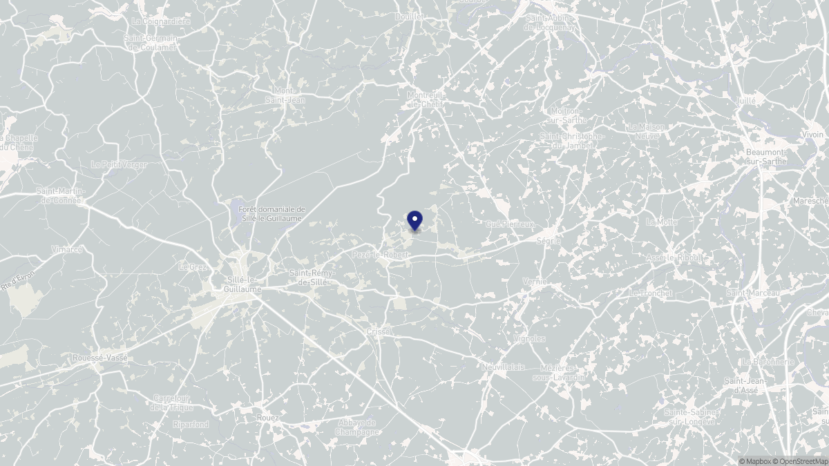 Aperçu cartographique de Pezé-le-Robert, centré sur la commune