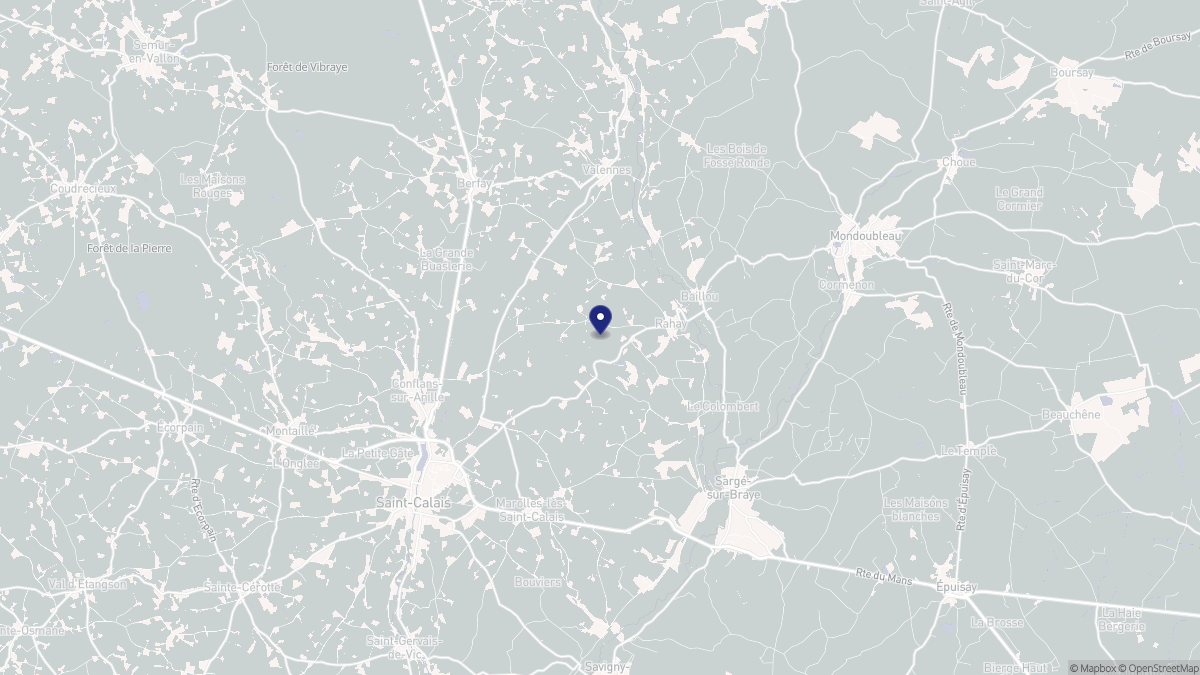 Aperçu cartographique de Rahay, centré sur la commune