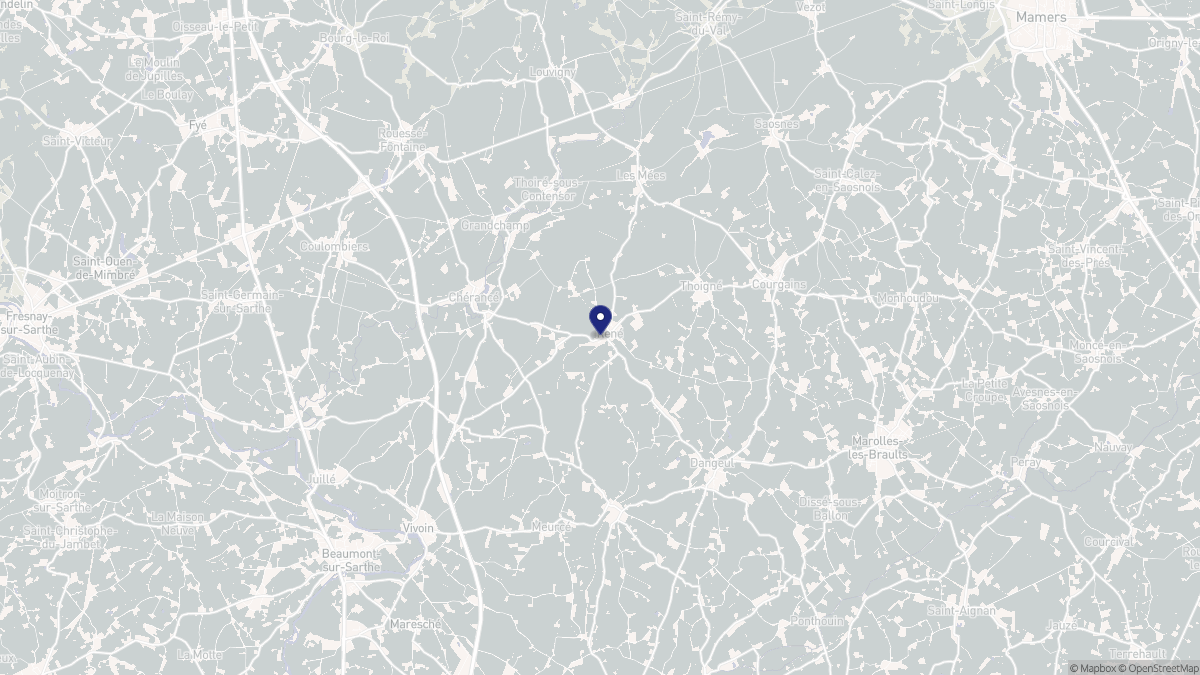 Aperçu cartographique de René, centré sur la commune