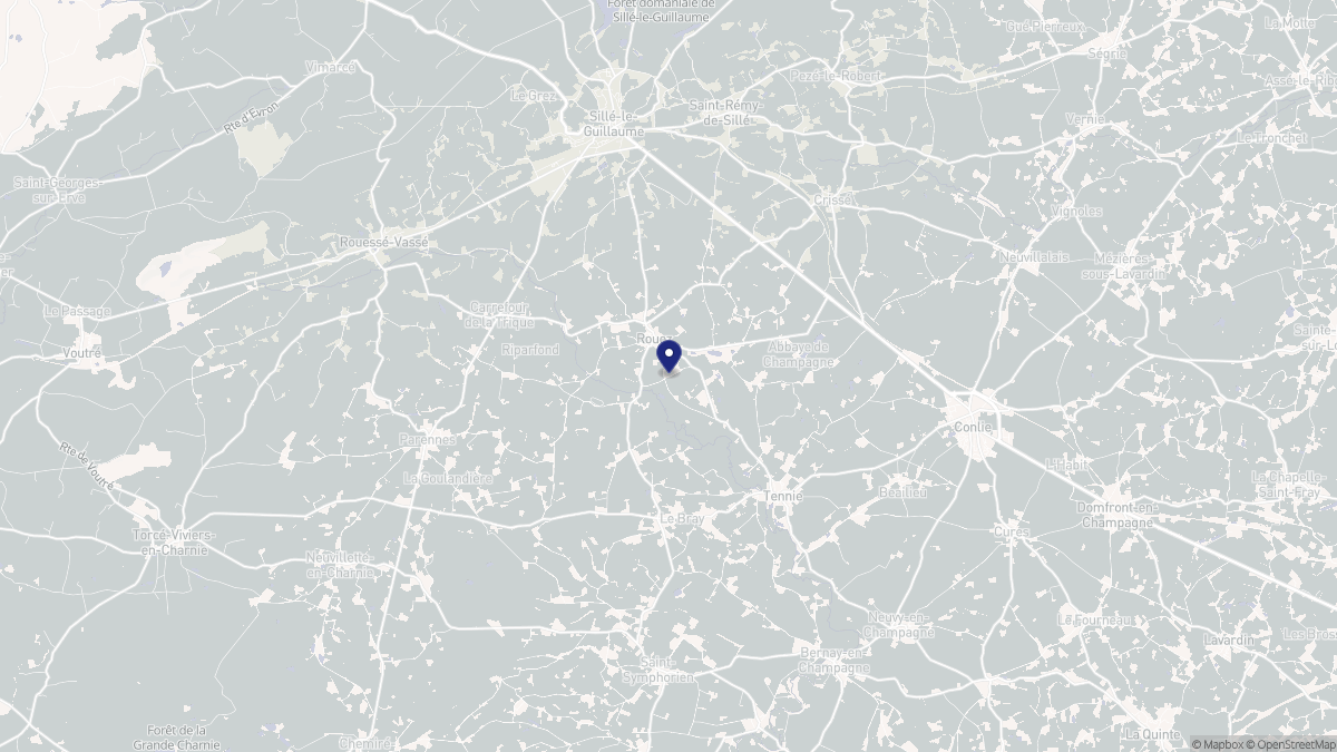 Aperçu cartographique de Rouez, centré sur la commune