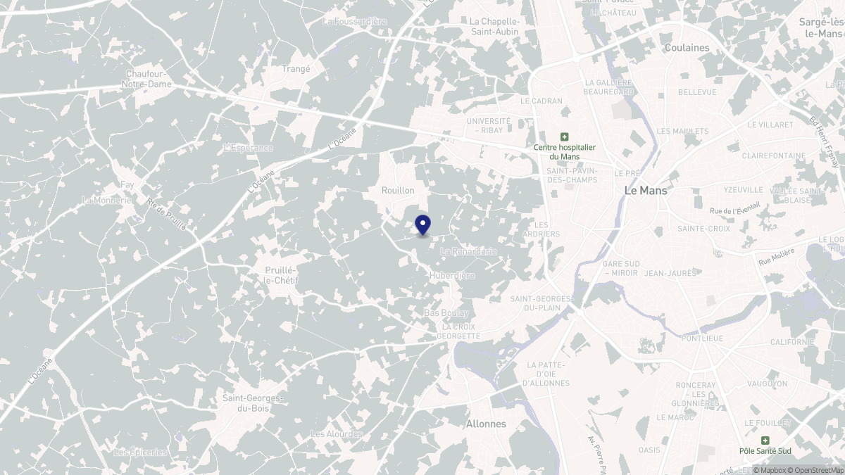 Aperçu cartographique de Rouillon, centré sur la commune