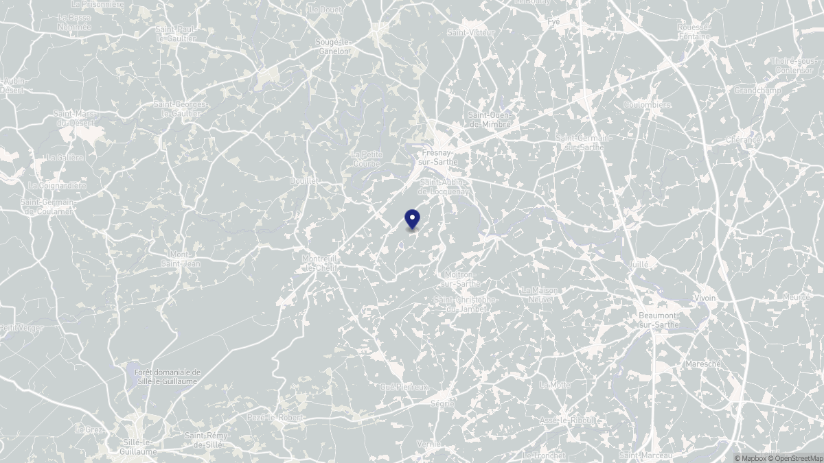 Aperçu cartographique de Saint-Aubin-de-Locquenay, centré sur la commune