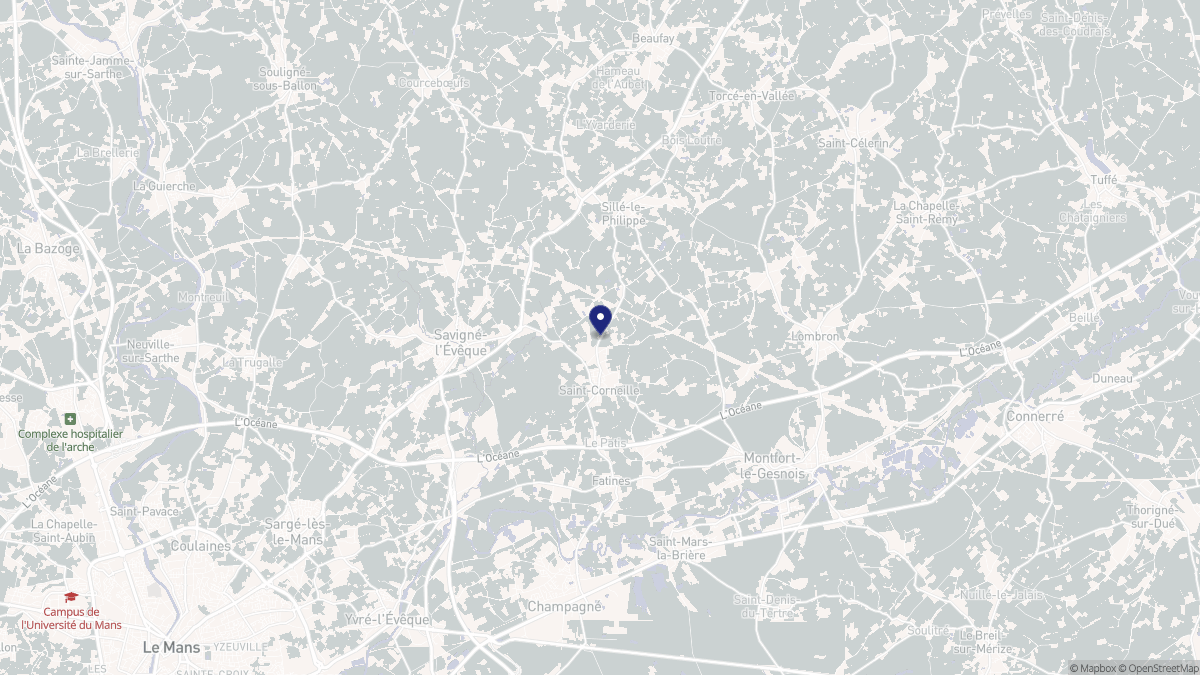 Aperçu cartographique de Saint-Corneille, centré sur la commune