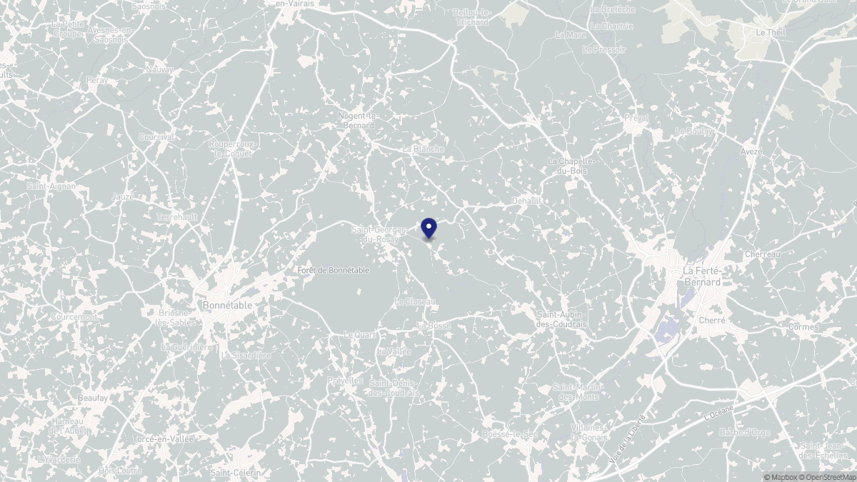 Aperçu cartographique de Saint-Georges-du-Rosay, centré sur la commune